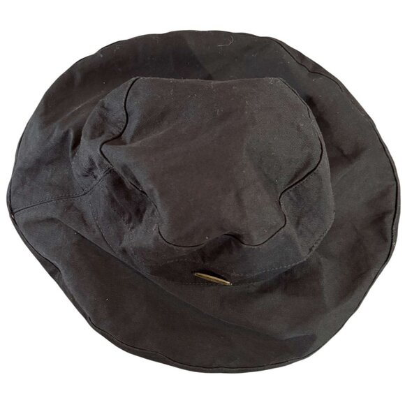Panama Jack Black 100% Cotton Wide Brim Bucket Hat Casual One Size Unisex - Picture 2 of 5